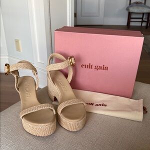 Cult Gaia Beige Platform Sandals